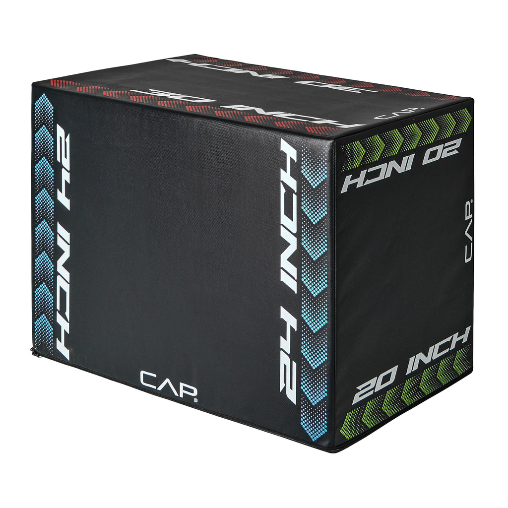 3-in-1 Foam Plyometric Jump Box, 20/24/28-Inch Heights, Black N981794