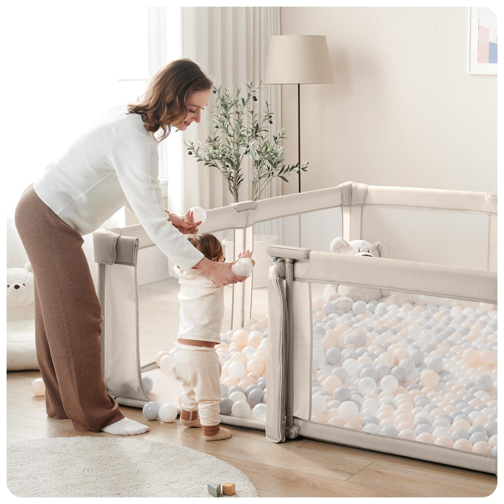 Light Khaki Foldable Baby Playpen J624767