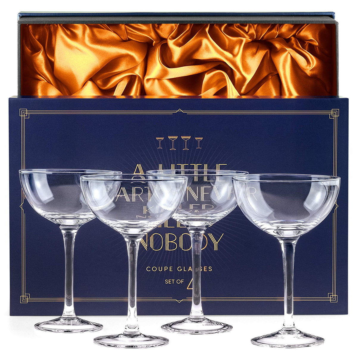 Set of 4 Vintage Crystal Champagne Coupe Glasses P747123